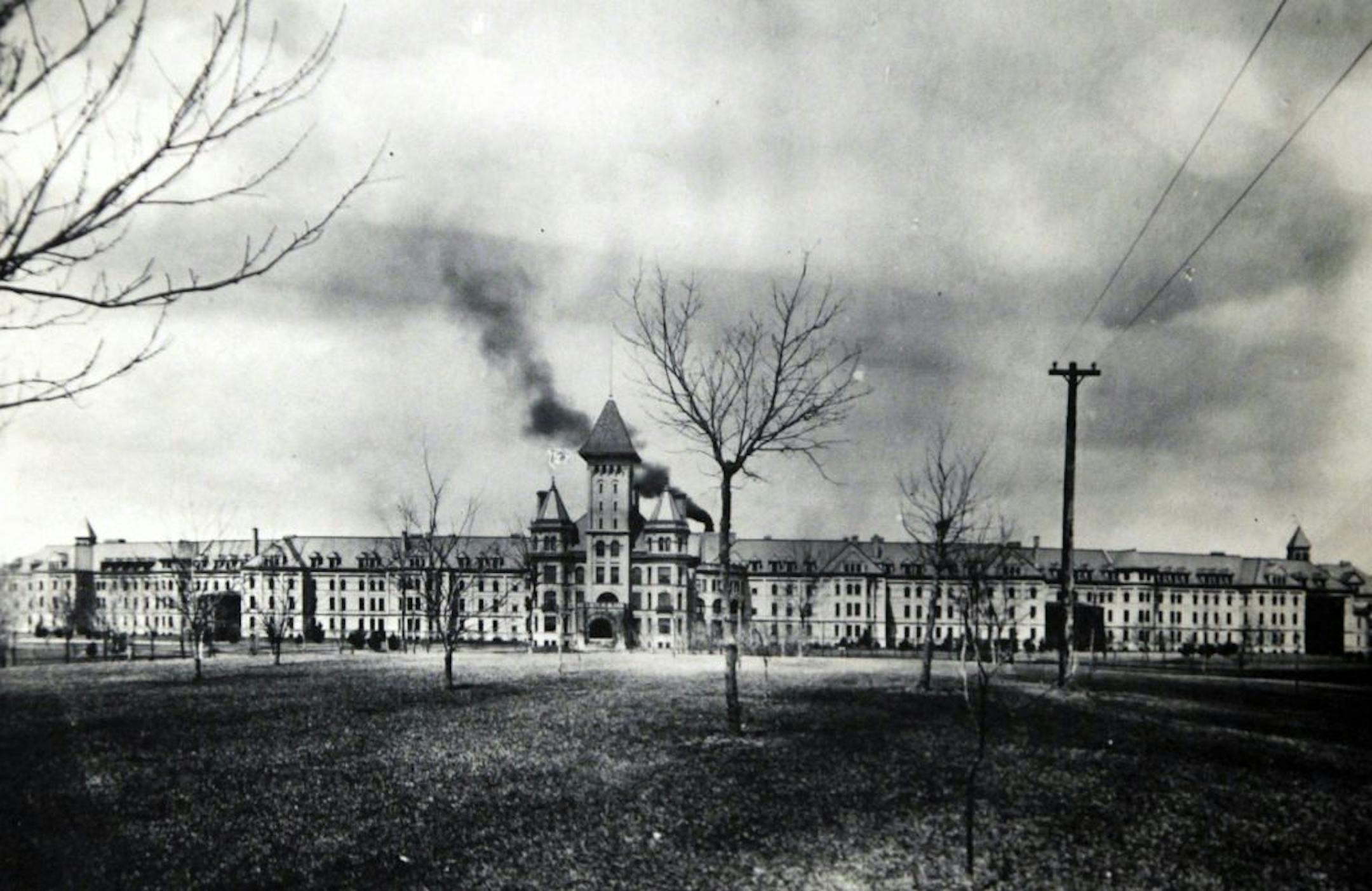 Exterior of the Minnesota State Hospital Fergus Falls circa 1919 from a photograph in the collection of the Otter Tail County Historical Society, Fergus Falls, Minnesota, and seen Monday, Nov. 26 , 2012, in Fergus Falls, MN.