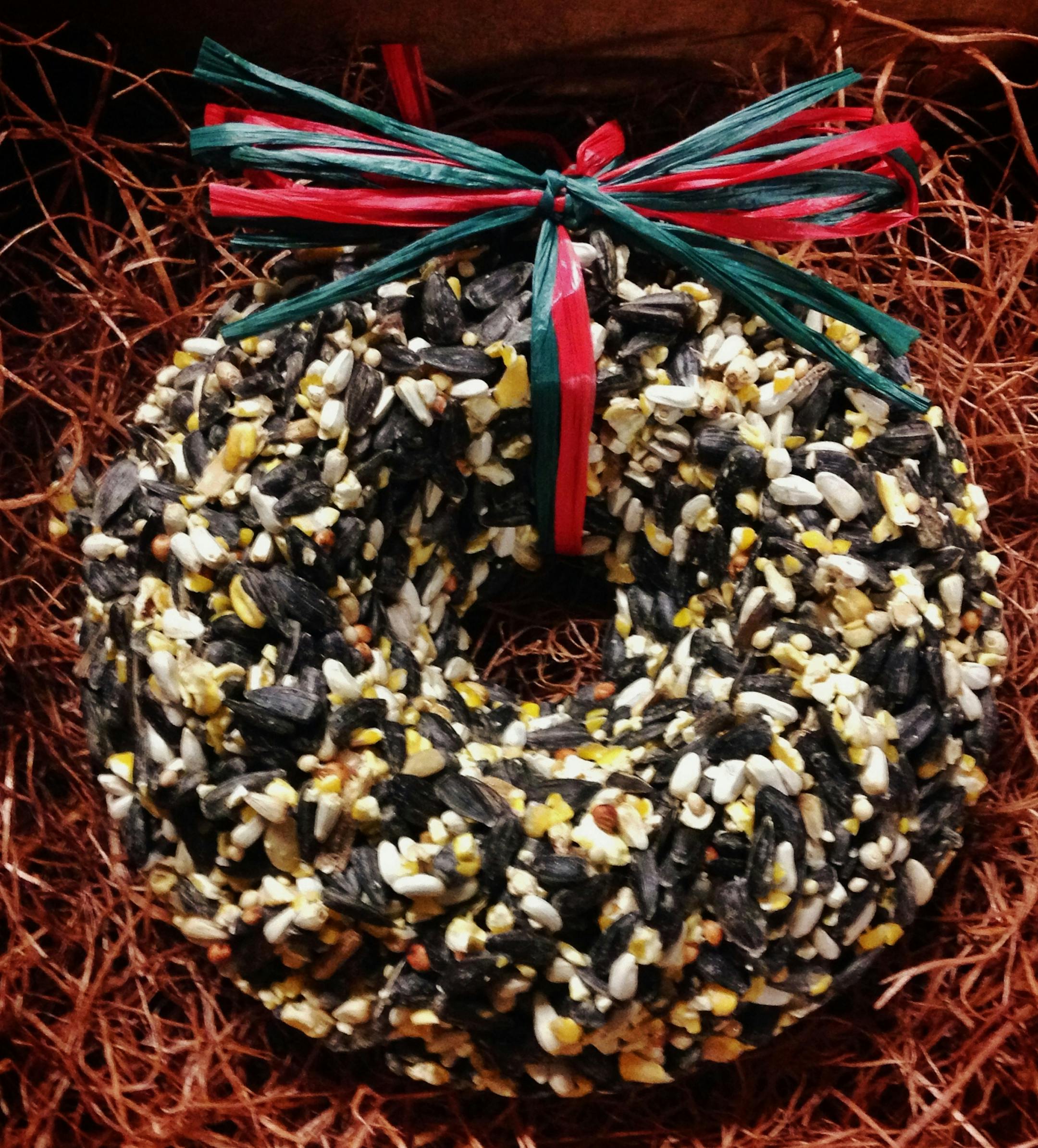 Wreath made of birdseed