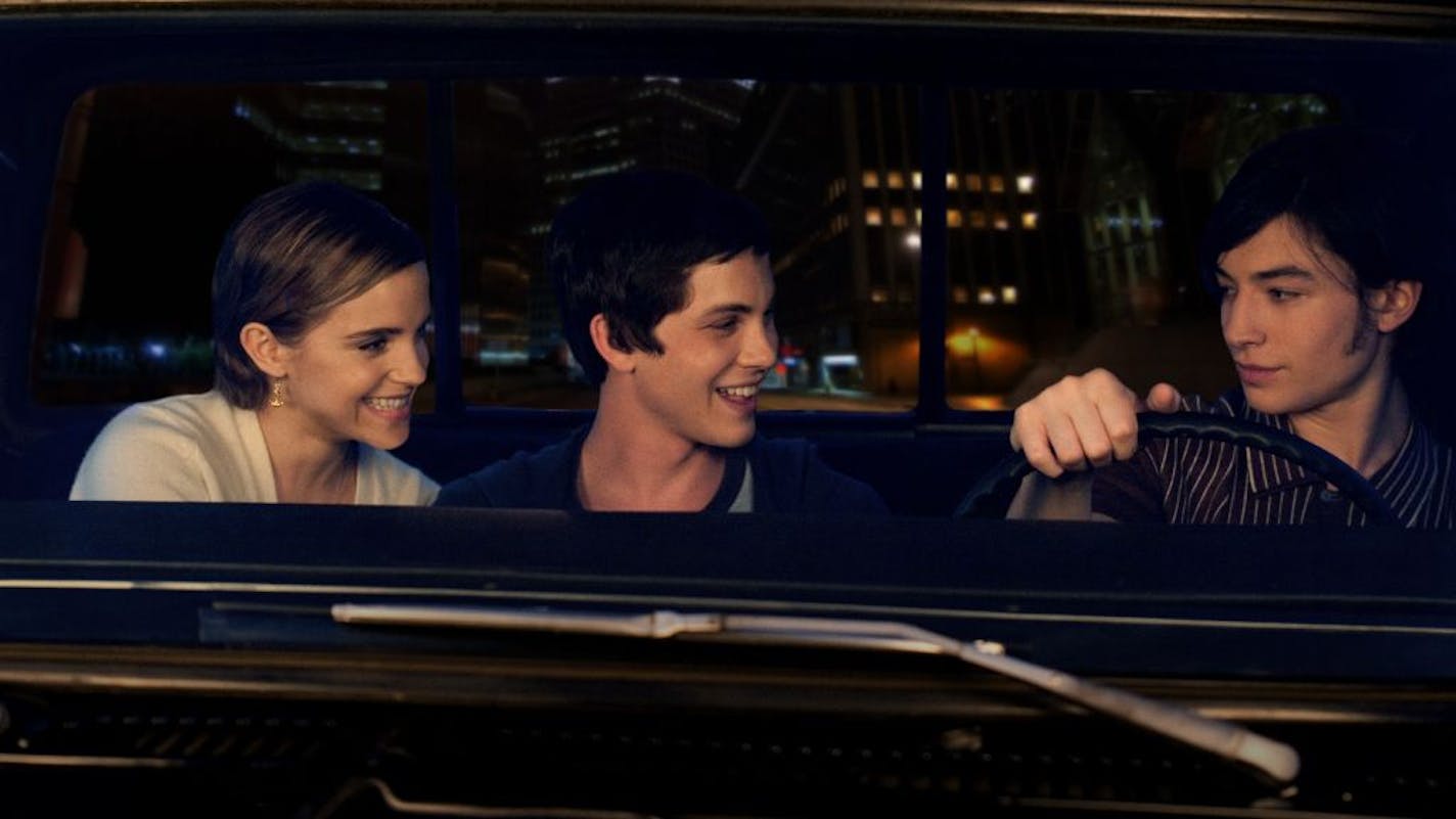 This image released by Summit Entertainment shows, from left, Emma Watson, Logan Lerman, and Ezra Miller in a scene from "The Perks of Being a Wallflower."