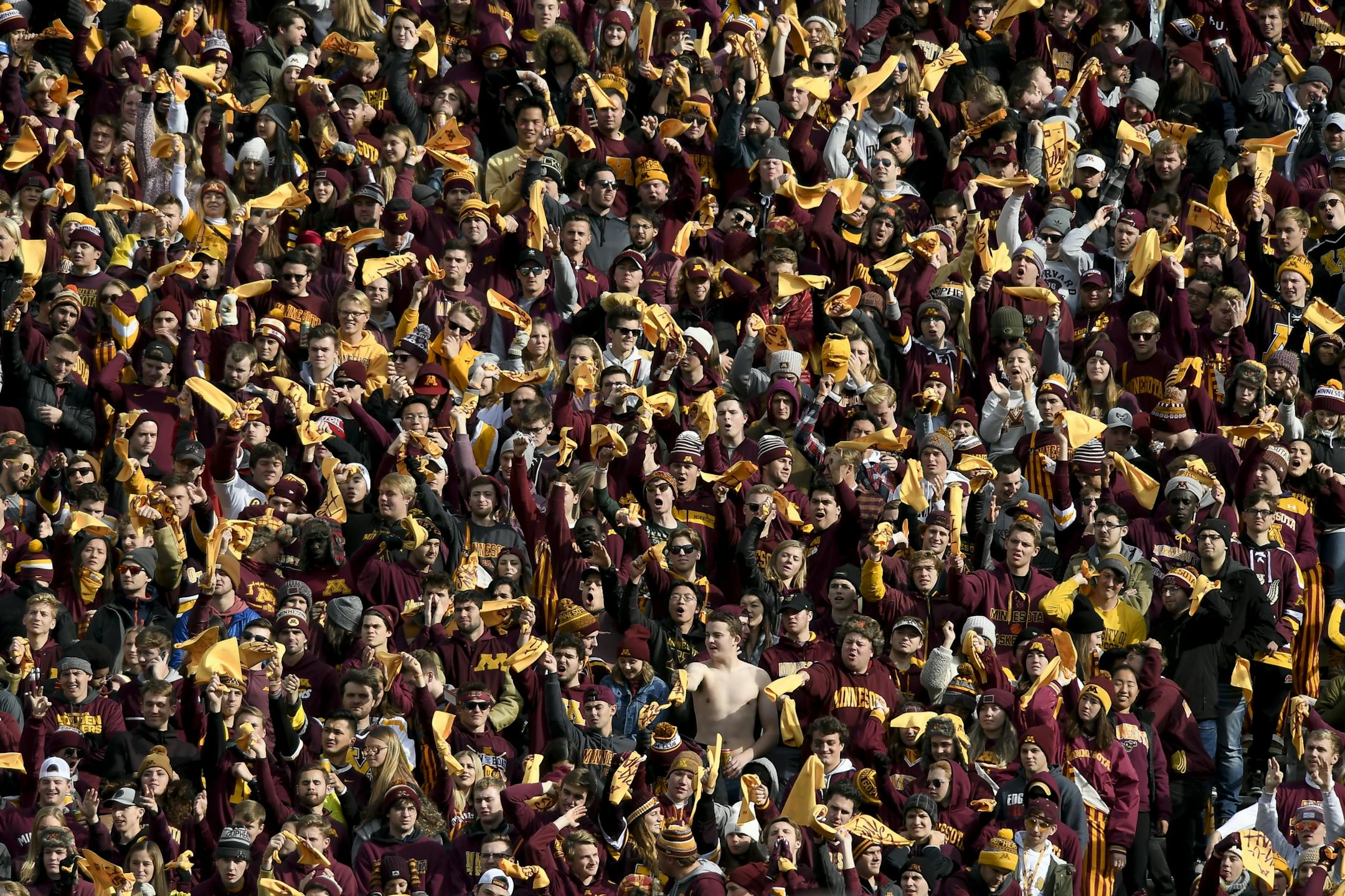 The Minnesota Gophers student section Saturday.