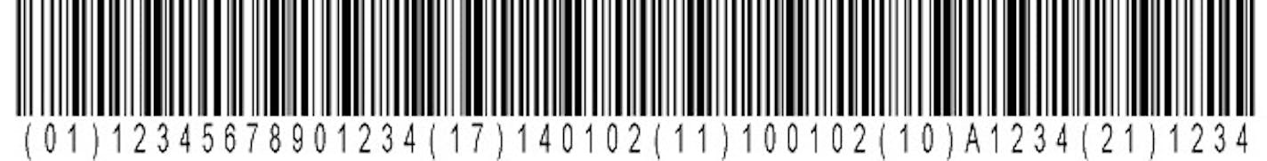 CAPTION: A unique device identifier (UDI) for a medical device, like this mock-up from the National Institutes of Health, consists of a string of numbers and letters between 50 and 75 characters long, plus a machine-readable version in barcode. Some say a snippet called the device identifier, which is 12345678901234 in this example, should be scanned in the hospital and sent to Medicare in insurance claims to track recalls and device problems.