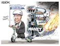 Sack cartoon: Michael Bloomberg throttles up