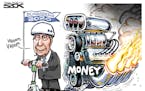 Sack cartoon: Michael Bloomberg throttles up