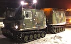 This military Small Unit Support Vehicle was deployed to rescue four college students and other motorists struggling in snow drifts of up to 6 feet in