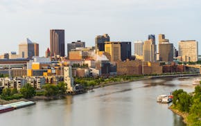 St. Paul Downtown Skyline and the Mississippi River Riverfront