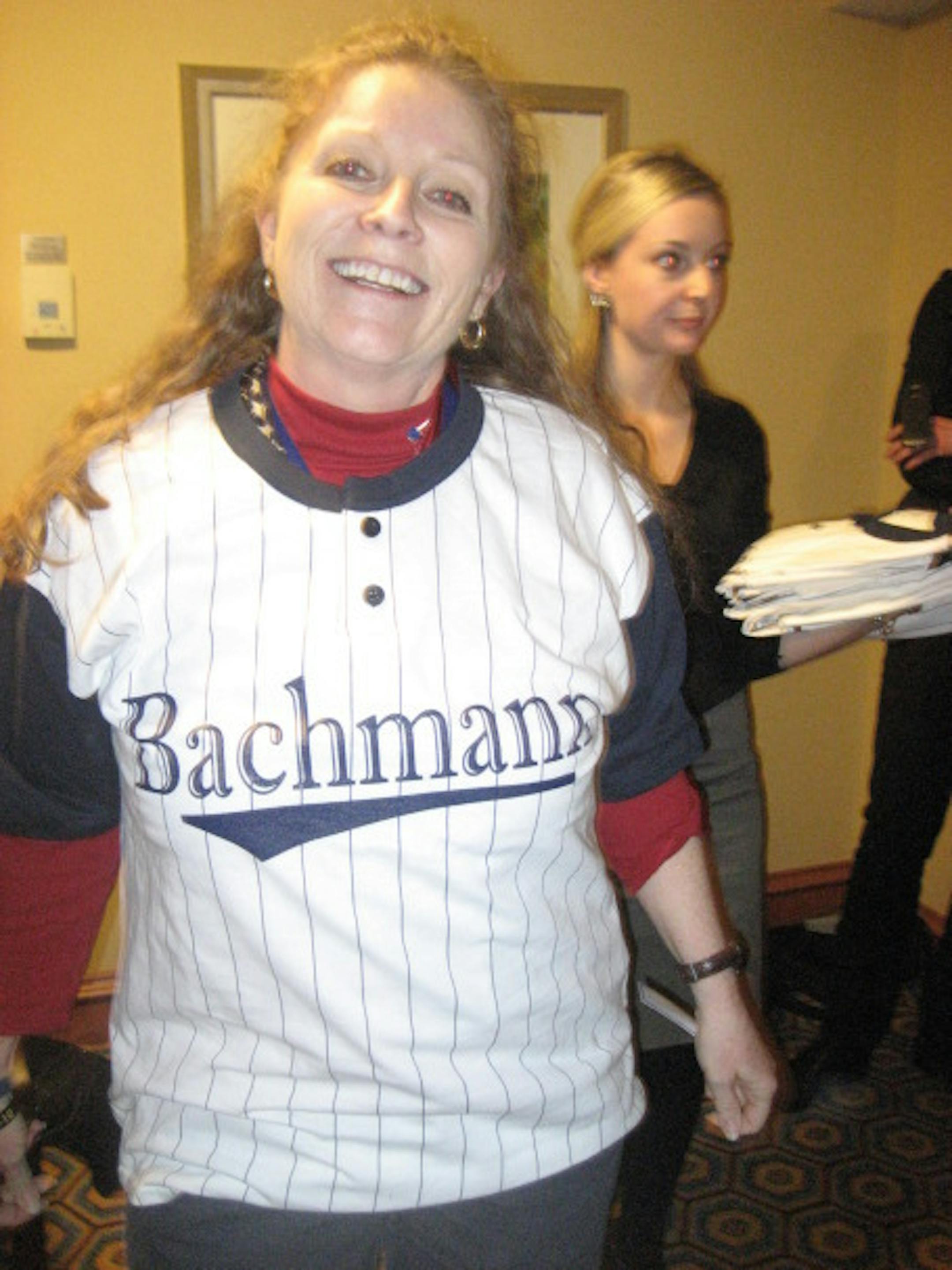 Paula Tyler of Tennessee sports her Bachmann shirt.