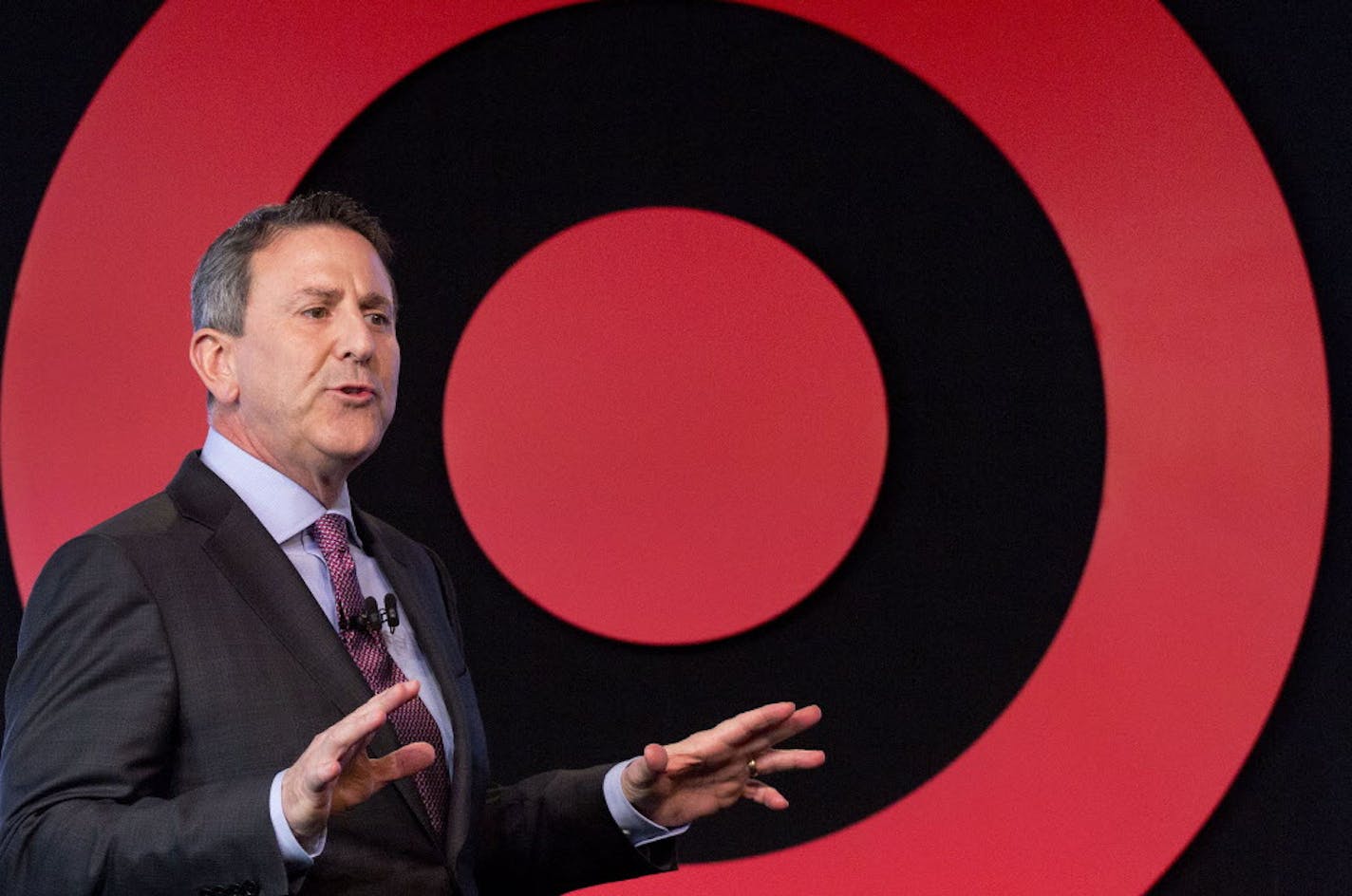 FILE - In this Wednesday, March 2, 2016, file photo, Target Chairman and CEO Brian Cornell speaks to a group of investors, in New York. Target, stung by the mass migration online, said Tuesday, Feb. 28, 2017, its profit plummeted 43 percent during the most recent quarter as sales at its stores weakened. The coming year doesn&#xed;t look much better: Its outlook for the first quarter and all of 2017 were far below what industry analysts had been expecting. (AP Photo/Mark Lennihan, File)