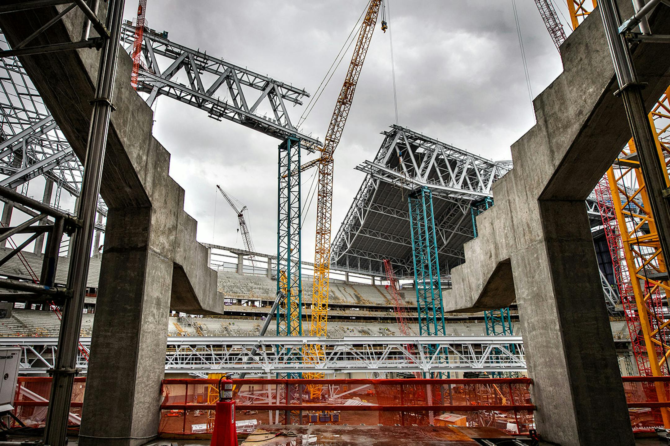 The new Vikings stadium under construction. Thursday, May 14, 2015 Construction update of the new Vikings stadium, Minneapolis, MN