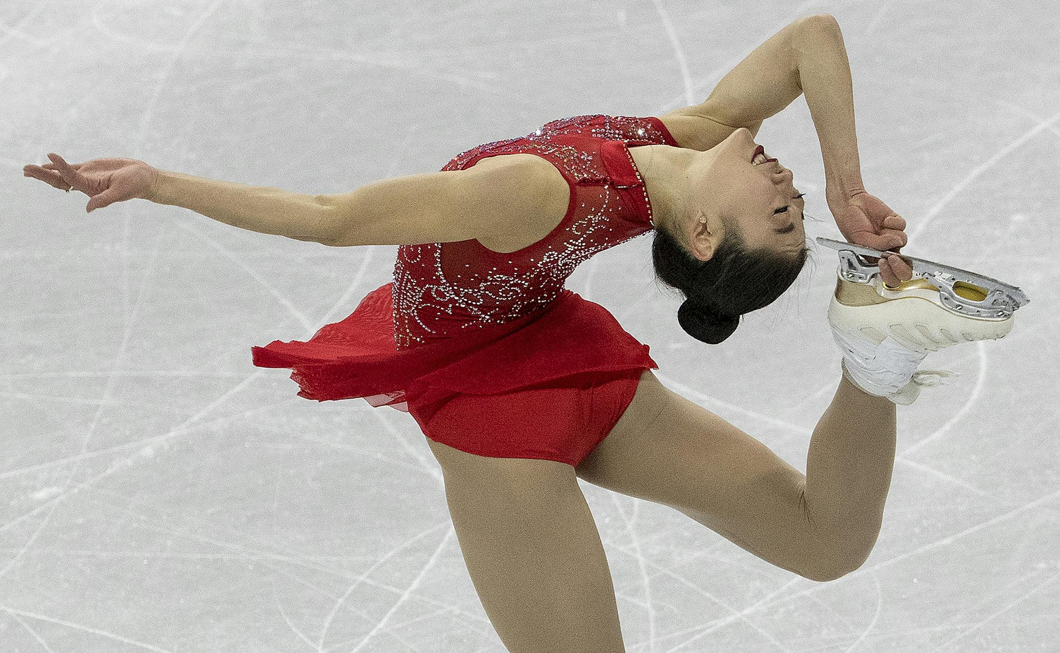 Mirai Nagasu of the USA during her program on Friday, Feb. 23, 2018, during the 2018 Pyeongchang Winter Olympics at Gangneung Ice Arena. (Carlos Gonzalez/Minneapolis Star Tribune/TNS) ORG XMIT: 1224364