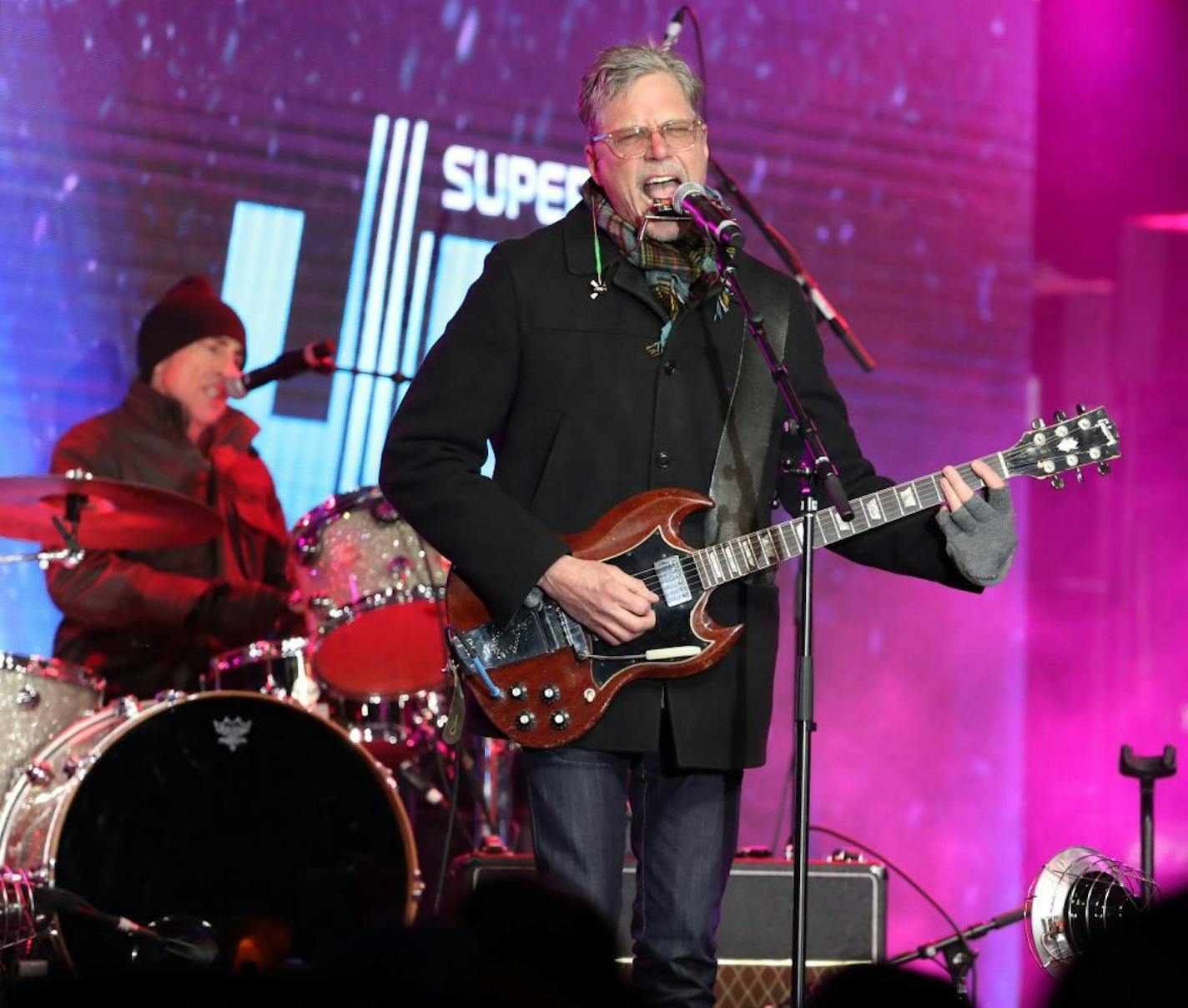 The Jayhawks played in 10-degree temps and light snow during Super Bowl LIVE on Nicollet Mall on Saturday, Feb. 3, 2018.