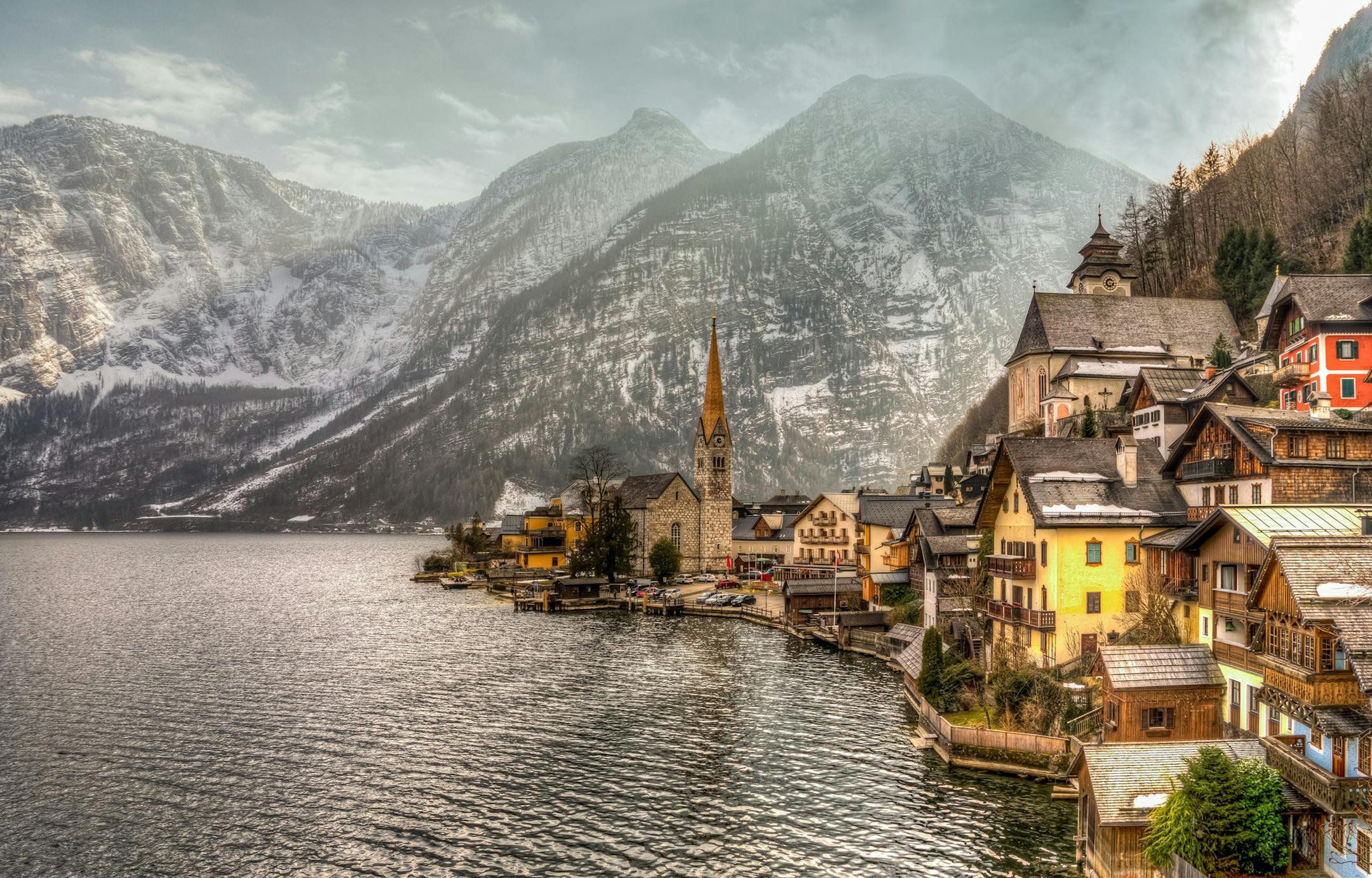 The life of a nomad: Jeff and Amanda Sauer visited 13 countries in 2015, including Hallstatt, Austria.