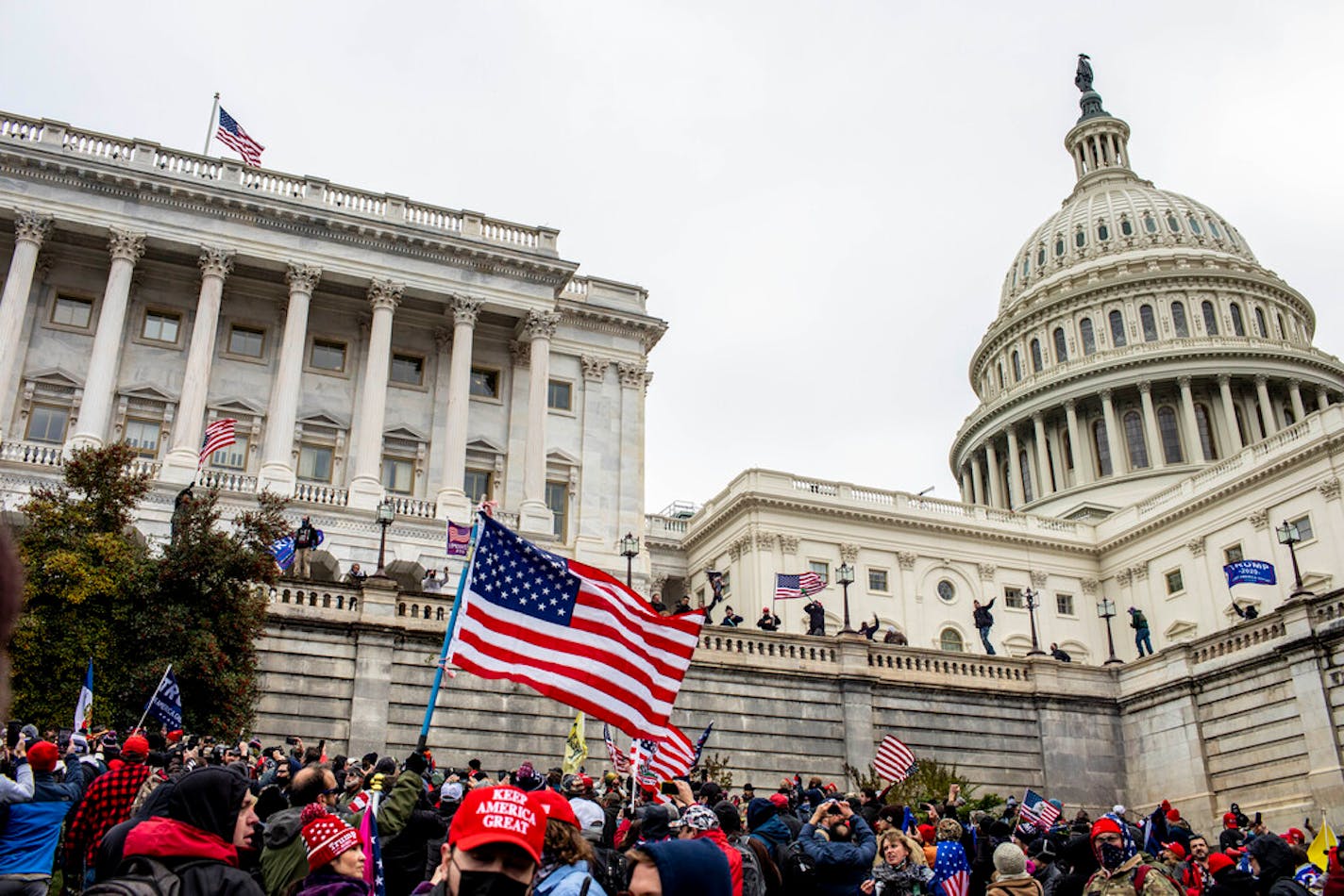 FILE — A mob incited by President Donald Trump storms the Senate side of the U.S. Capitol in Washington, Jan. 6, 2021. Fearing political damage, Republican lawmakers have blocked the formation of an independent commission to investigate the Jan. 6 Capitol riot. (Jason Andrew/The New York Times)