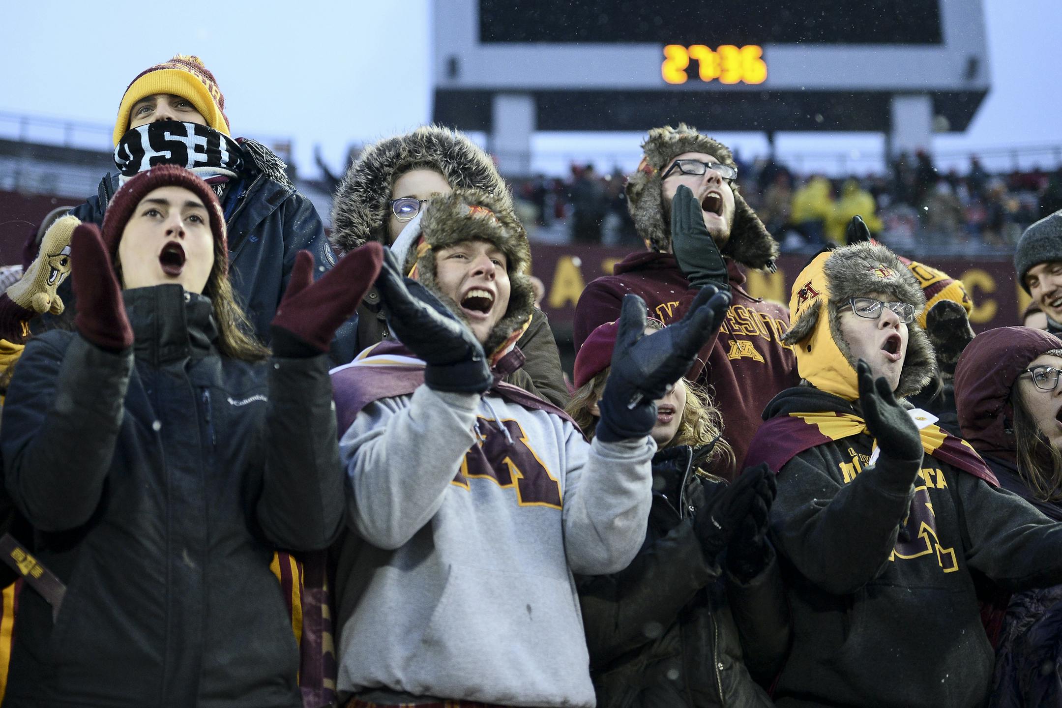 Gophers fans cheered for their team during pre-game introductions Saturday.