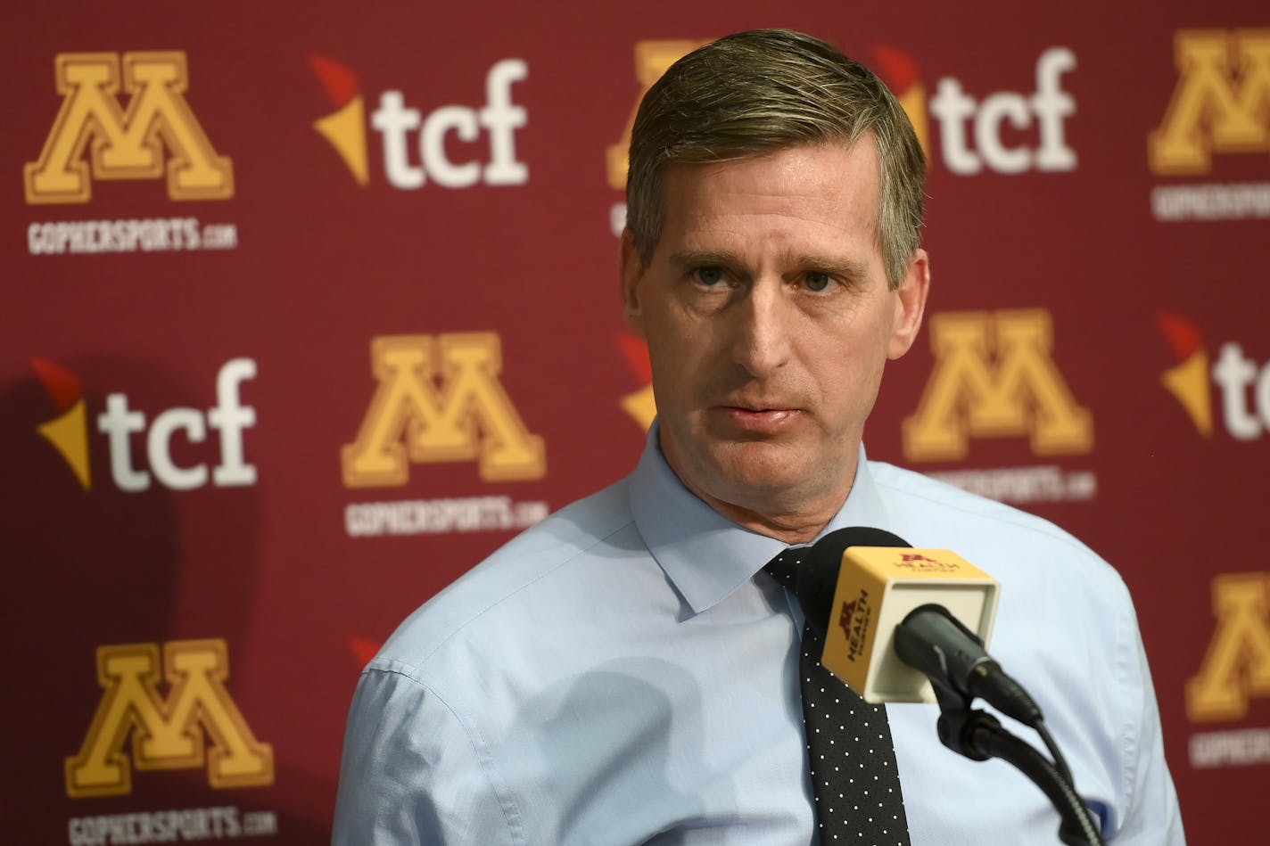 Gophers Athletic Director Mark Coyle spoke to the media shortly after the announcement of a 7-year contract extension for football head coach P.J. Fleck Tuesday. ] Aaron Lavinsky • aaron.lavinsky@startribune.com The Gophers football team held a press conference on Tuesday, Nov. 5, 2019 at the University of Minnesota Athlete's Village in Minneapolis, Minn.