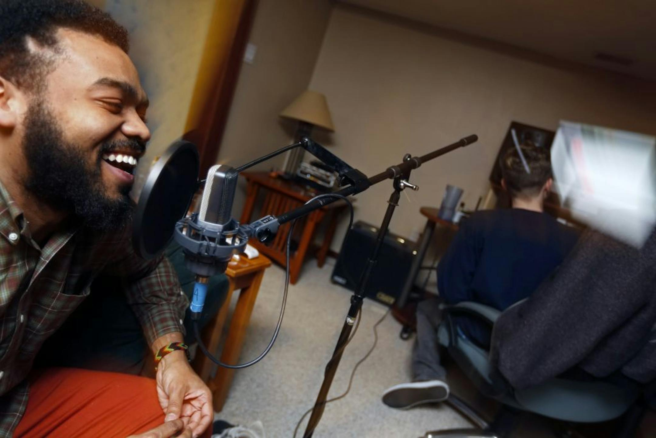 Greg Grease recorded some promotional radio station shout-outs at his production partner Mike Frey's basement studio in south Minneapolis. His album "Cornbread, Pearl & G" was released this week.