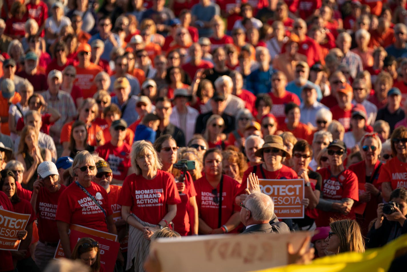 Gov. Tim Walz spoke at a gun-control rally on Aug. 7, 2019, at the Capitol. Failure to consolidate DFL control means that background check and red-flag legislation will likely meet another blockade in 2021.