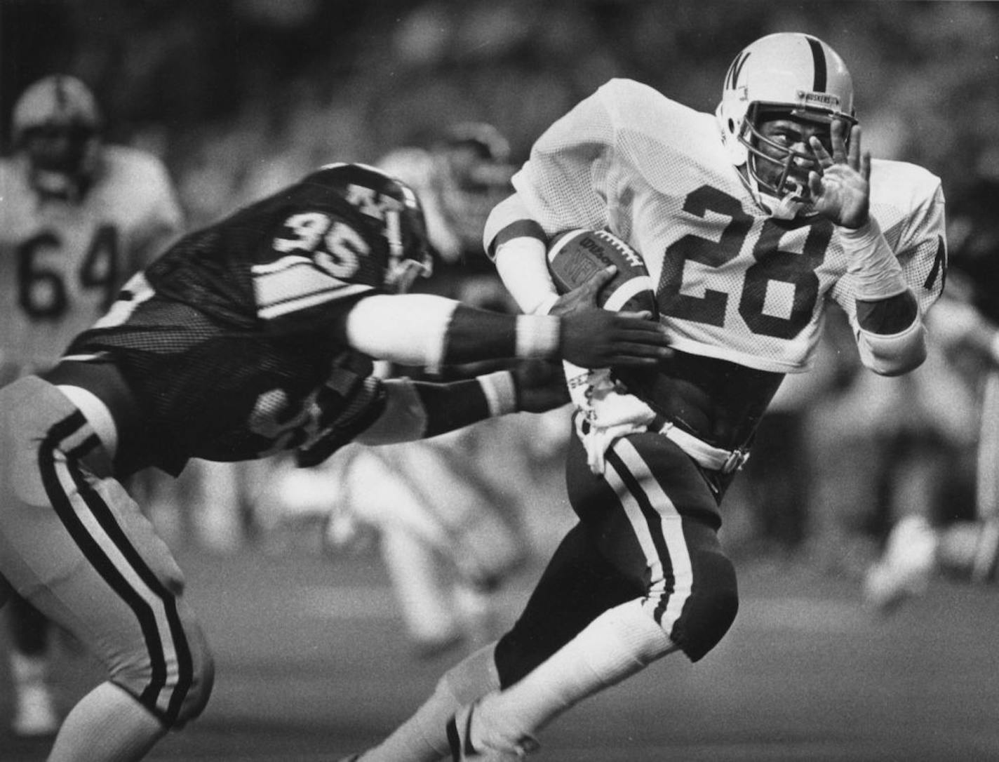 Jeff Smith was off to the races in Nebraska's 84-13 victory over the Gophers in 1983.