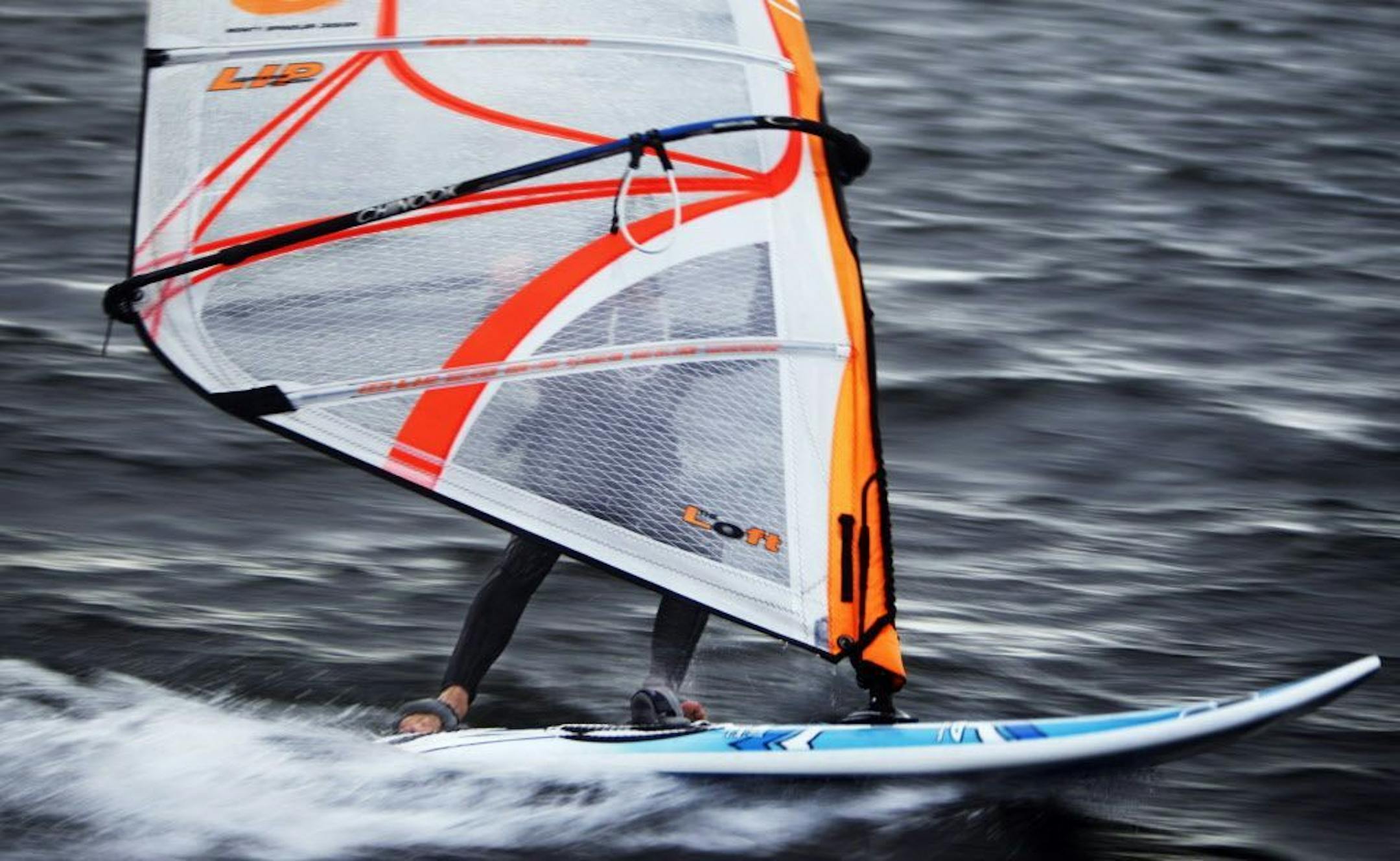 Windsurfer and instructor Jonathan Towsend took advantage of the windy conditions on Lake Calhoun to get some time on the water. Winds were gusting up to 32 mph in the Twin Cities.