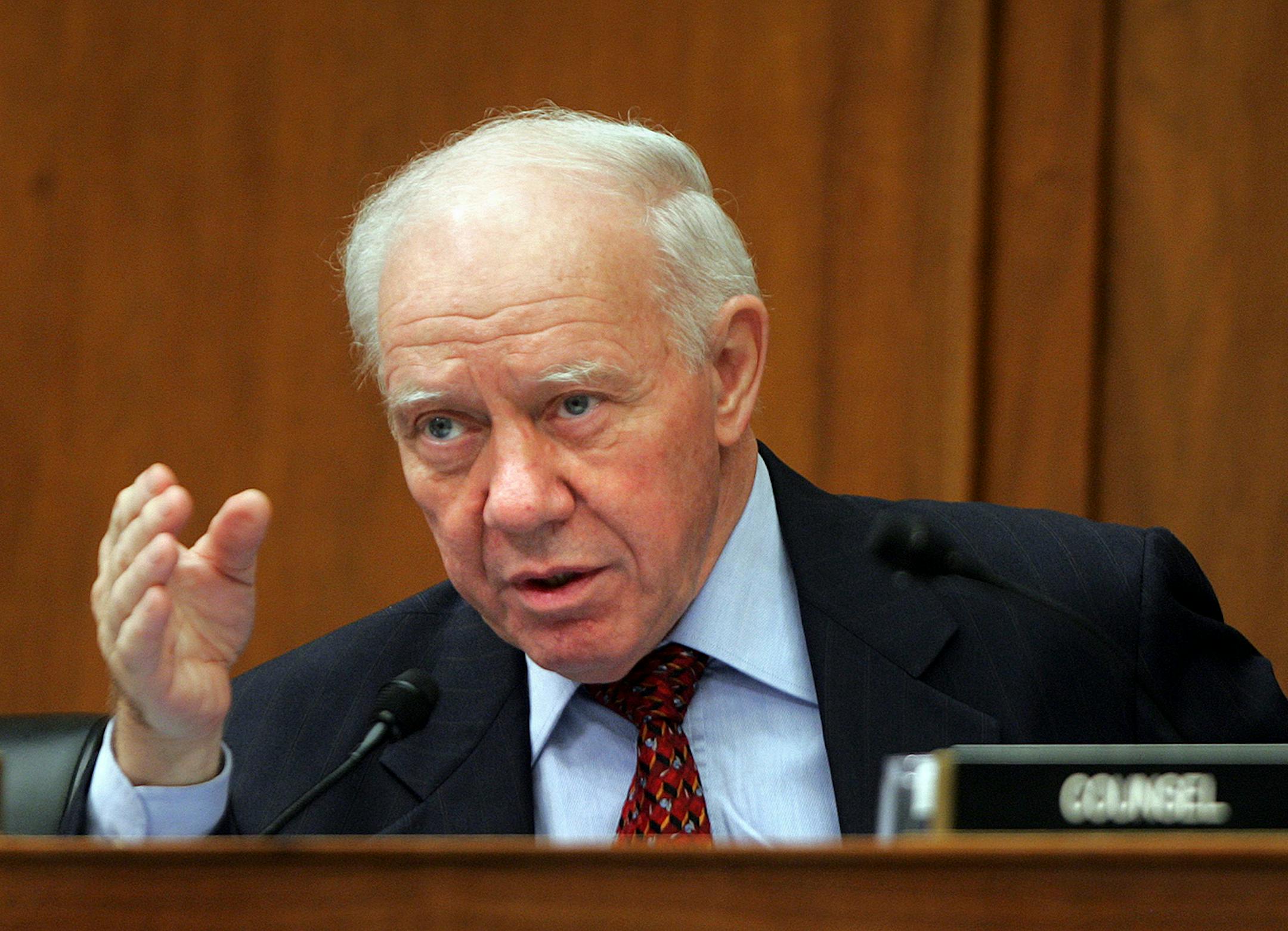 House Transportation Committee Chairman Rep. Jim Oberstar, D-Minn., presides at a hearing on Capitol Hill in Washington, Wednesday, April 23, 2008, on the reauthorization of the National Transportation Safety Board (NTSB). (AP Photo/Lawrence Jackson) ORG XMIT: DCLJ106