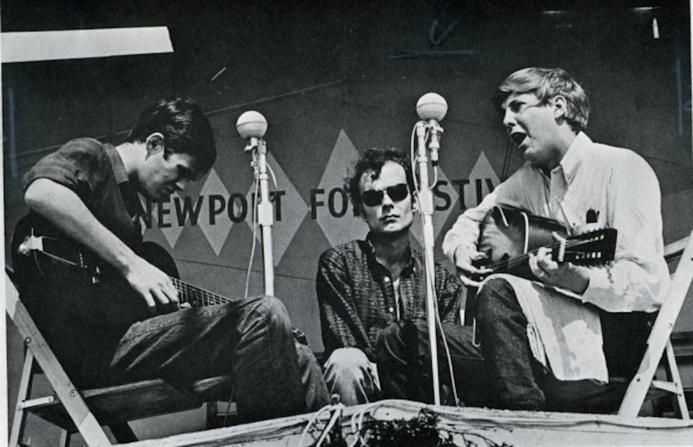 Dave Ray, right, with Spider John Koerner and Tony Glover at the Newport Folk Festival in 1965. Yep, that Newport Folk Festival.