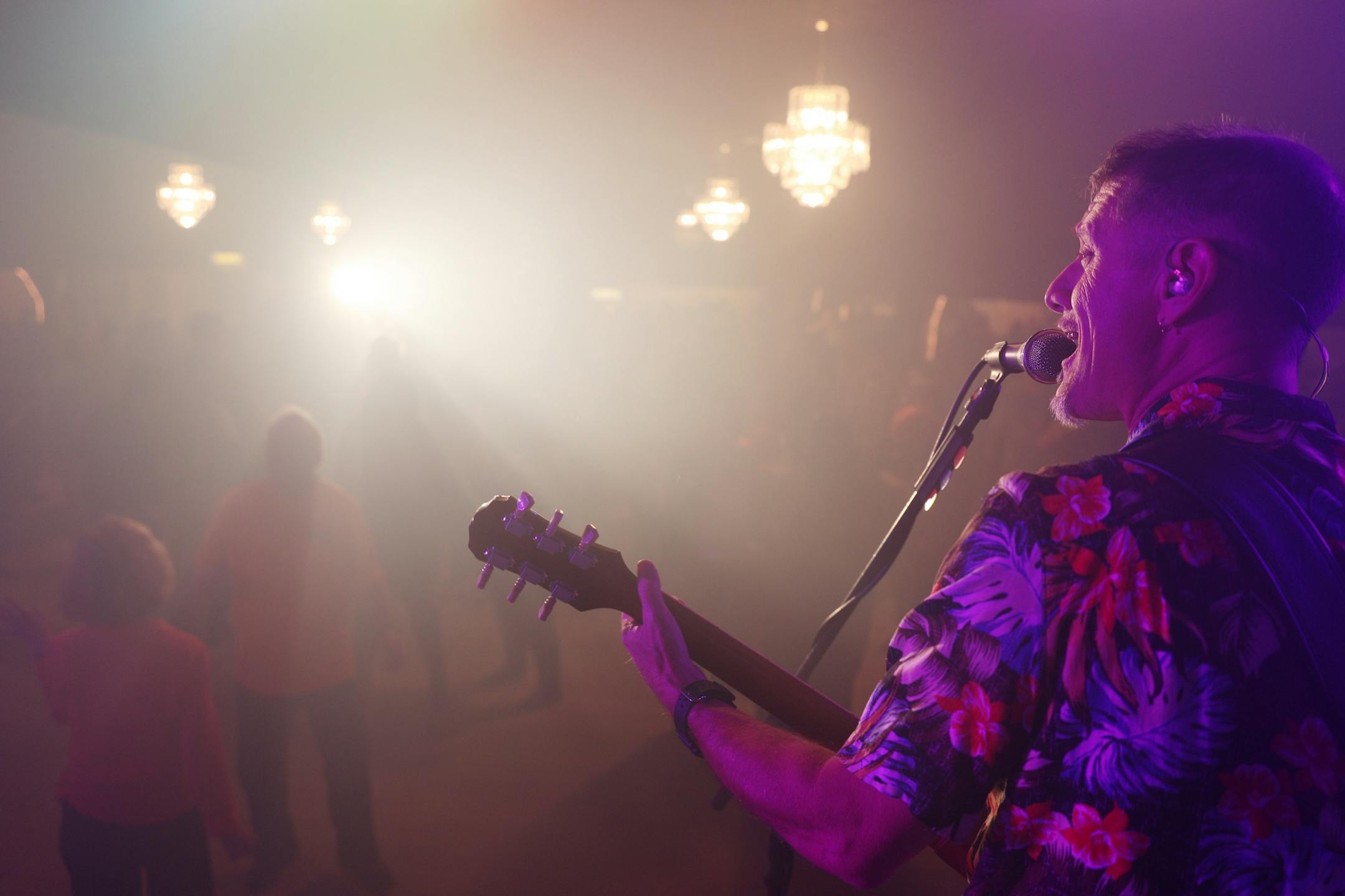 The Rockin' Hollywoods sang cover songs as vapor from a fog machine filled the dance floor.