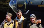 The crew of the B-17 Memphis Bell included Staff Sgt. John. P. Quinlan, Capt. Robert K. Morgan, Capt. Charles B. Leighton from the documentary "The Co
