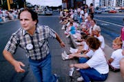 July 4, 1991 Sen. Paul Wellstone recovering from early political problems appearing at July 4 celebrations at Godfrey House and Richfield parade. Vari