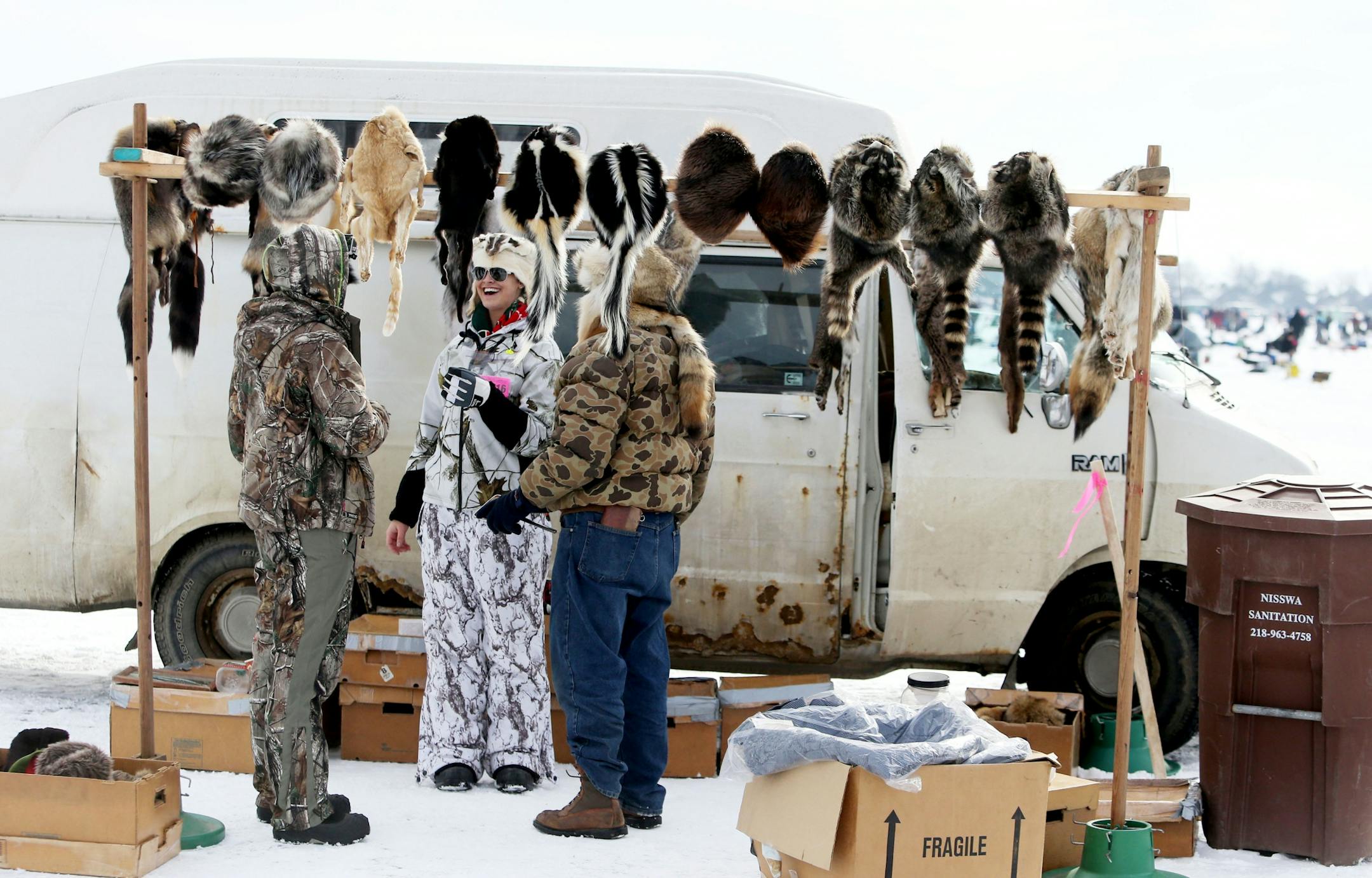 A fur hat vendor was doing a brisk business on Hole in the Day Bay of Gull Lake during the Ice Fishing Extravaganza Saturday, Feb. 6, 2016, in Brainerd, MN.
