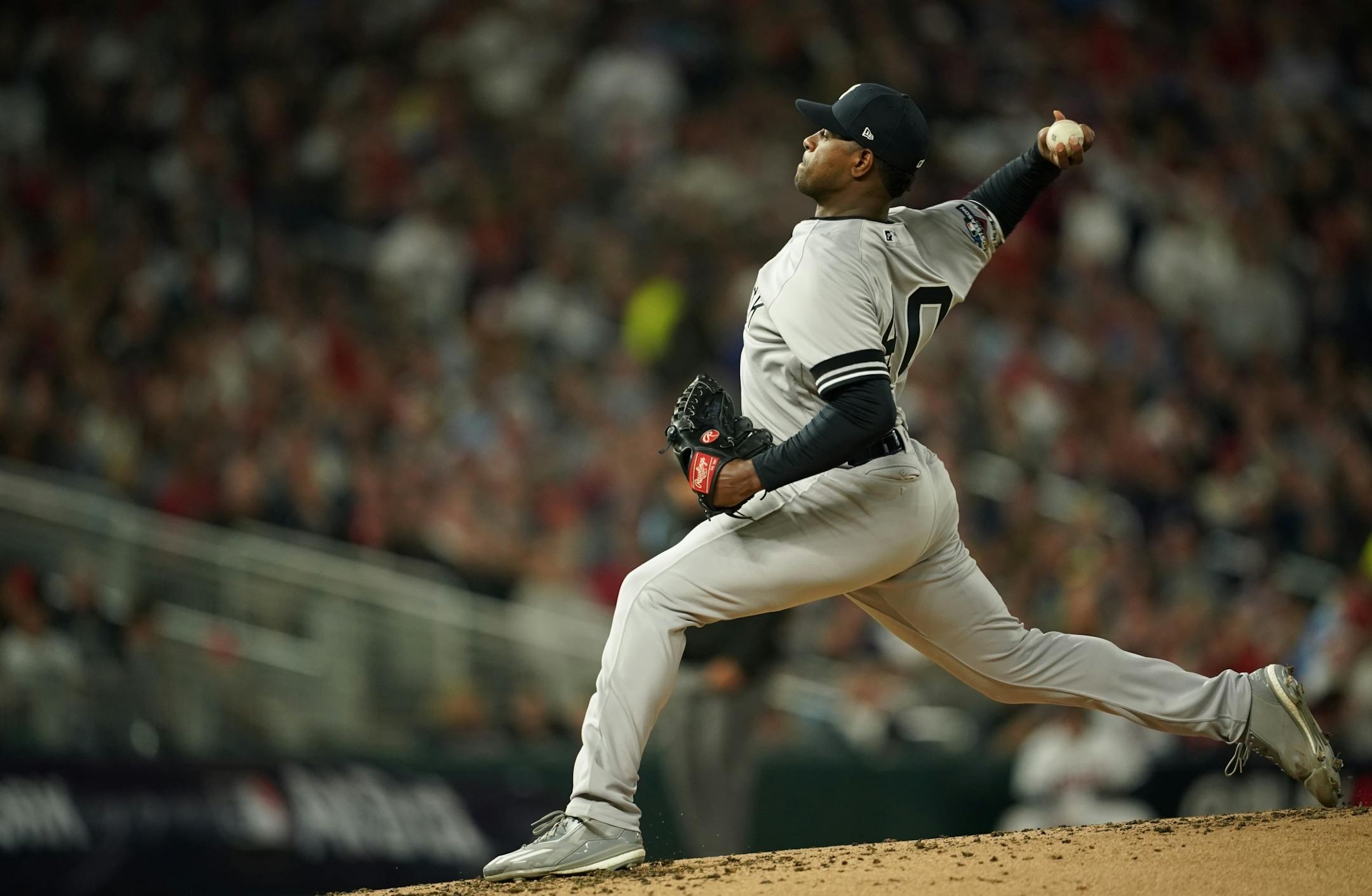 New York Yankees starting pitcher Luis Severino (40) pitched in the third inning.
