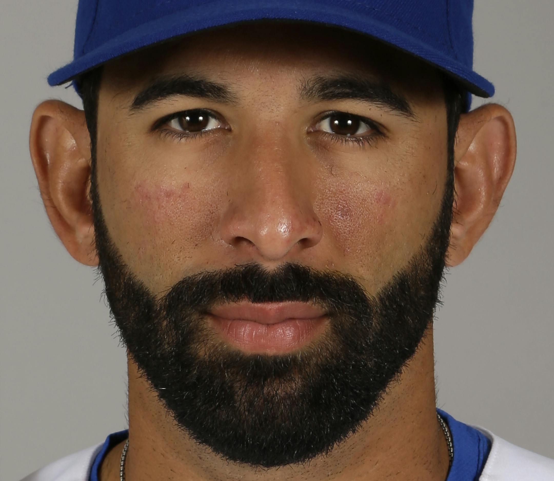 This is a 2014 photo of right fielder Jose Bautista of the Toronto Blue Jays baseball team. This image reflects the Blue Jays active roster as of Tuesday, Feb. 25, 2014, when this image was taken. (AP Photo/Charlie Neibergall) ORG XMIT: FLCN