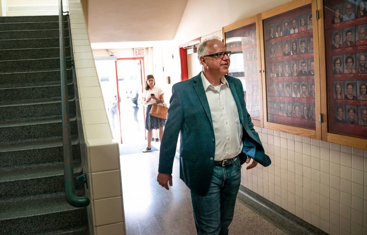 Gov.-elect Tim Walz has pledged to continue Mark Dayton's long effort to expand public prekindergarten programs for all 4-year-olds in Minnesota. Above, Walz kicked off an education tour this summer in his old classroom at West Mankato High School where he used to teach.