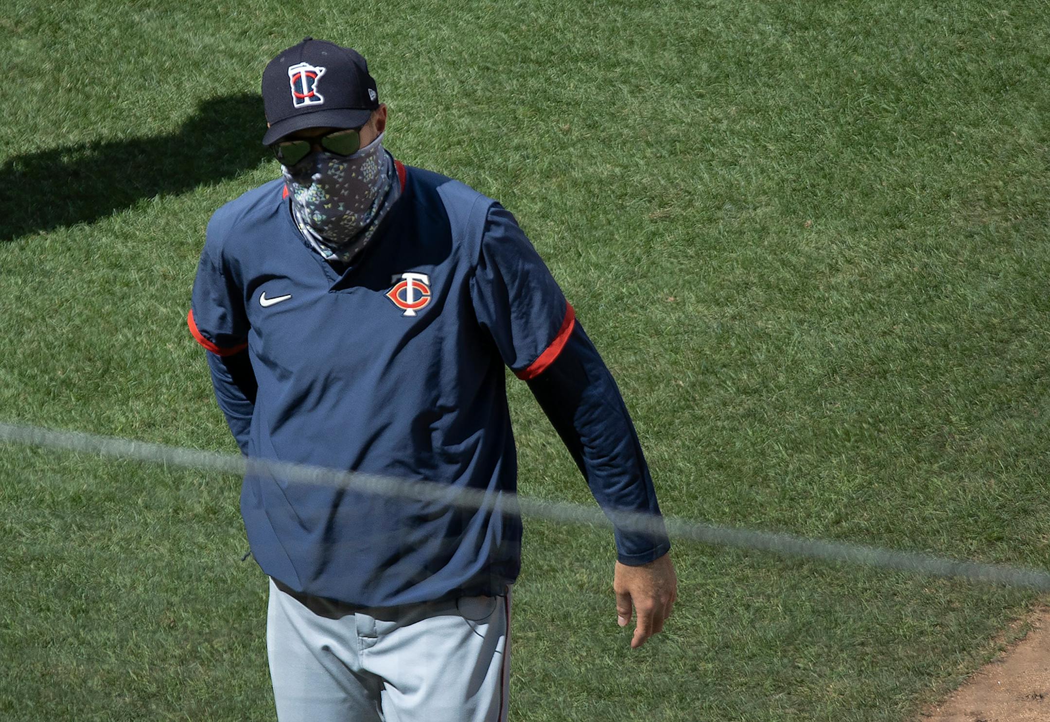 Twins manager Rocco Baldelli at the end of the intrasquad game at Target Field.