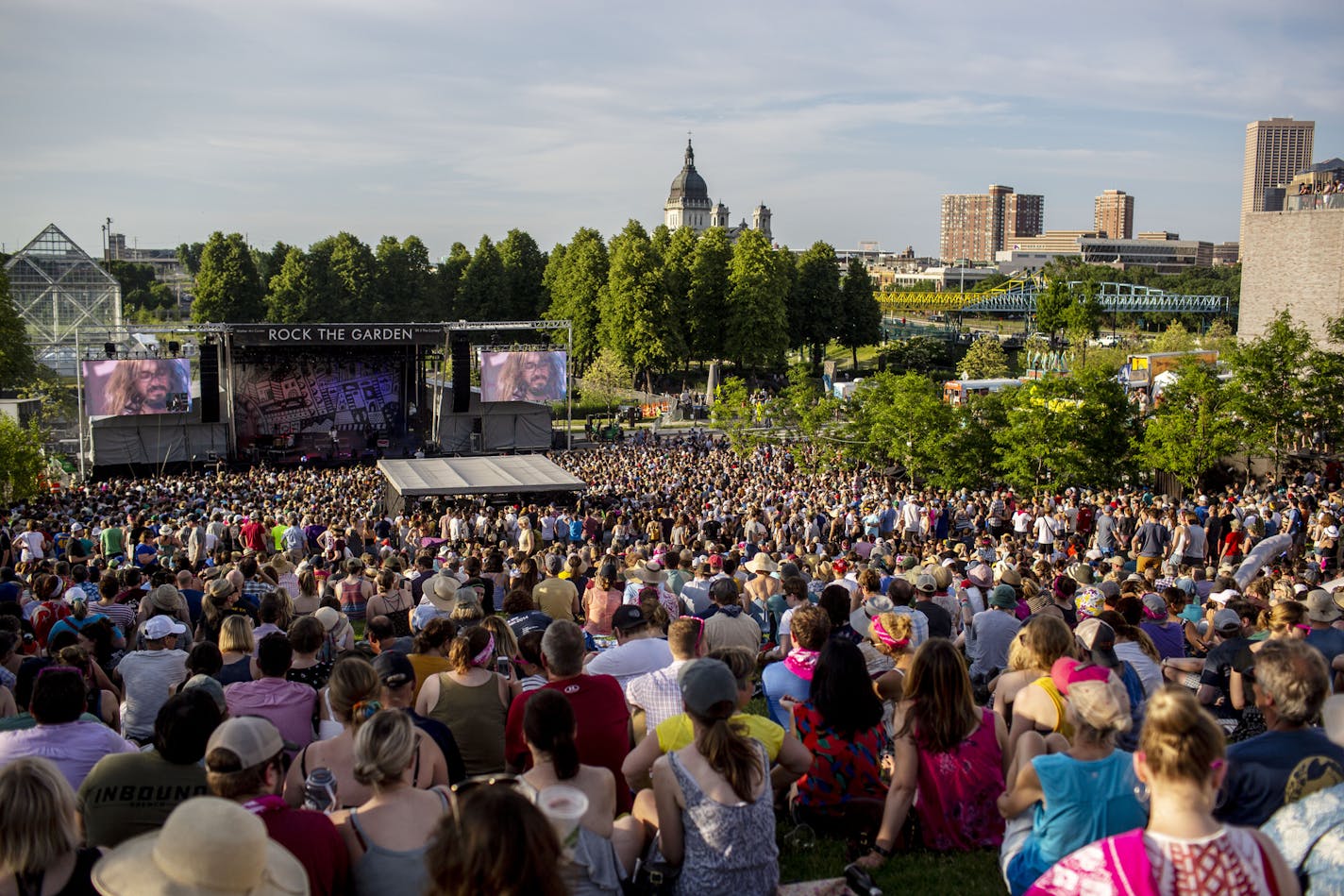 More than 10,000 people spread out on the hill outside Walker Art Center in Minneapolis for Rock the Garden in 2019, a lineup that featured the National, X, Courtney Barnett and Heart Bones.