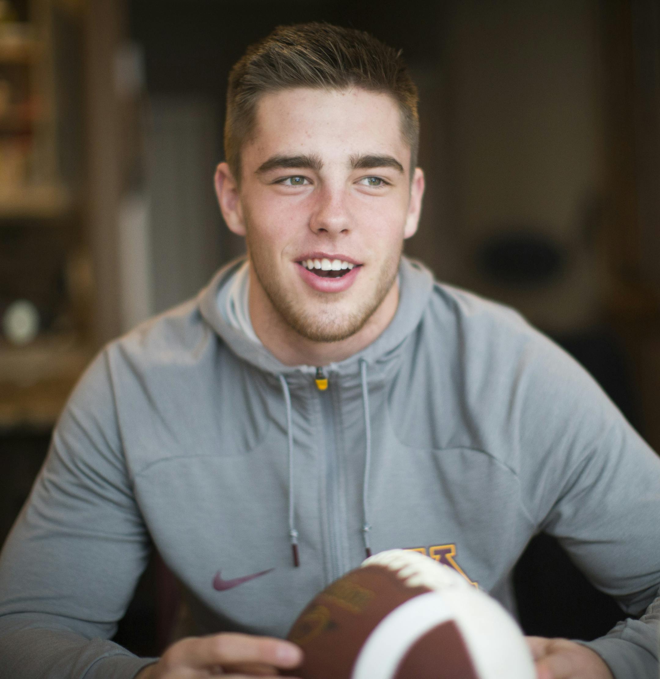 Carter Coughlin is a senior Eden Prairie linebacker who is the Gophers' top football recruit. He was photographed at home on Wednesday, January 20, 2015, in Eden Prairie, Minn. ] RENEE JONES SCHNEIDER &#xef; reneejones@startribune.com