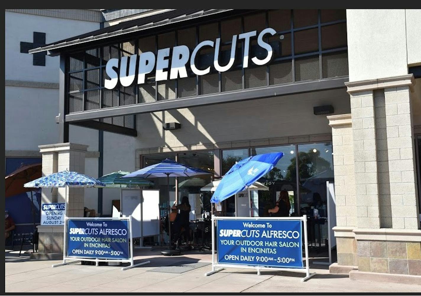 Supercuts, owned by Regis, is trying an outdoor concept in Encinitas to meet California regulations.