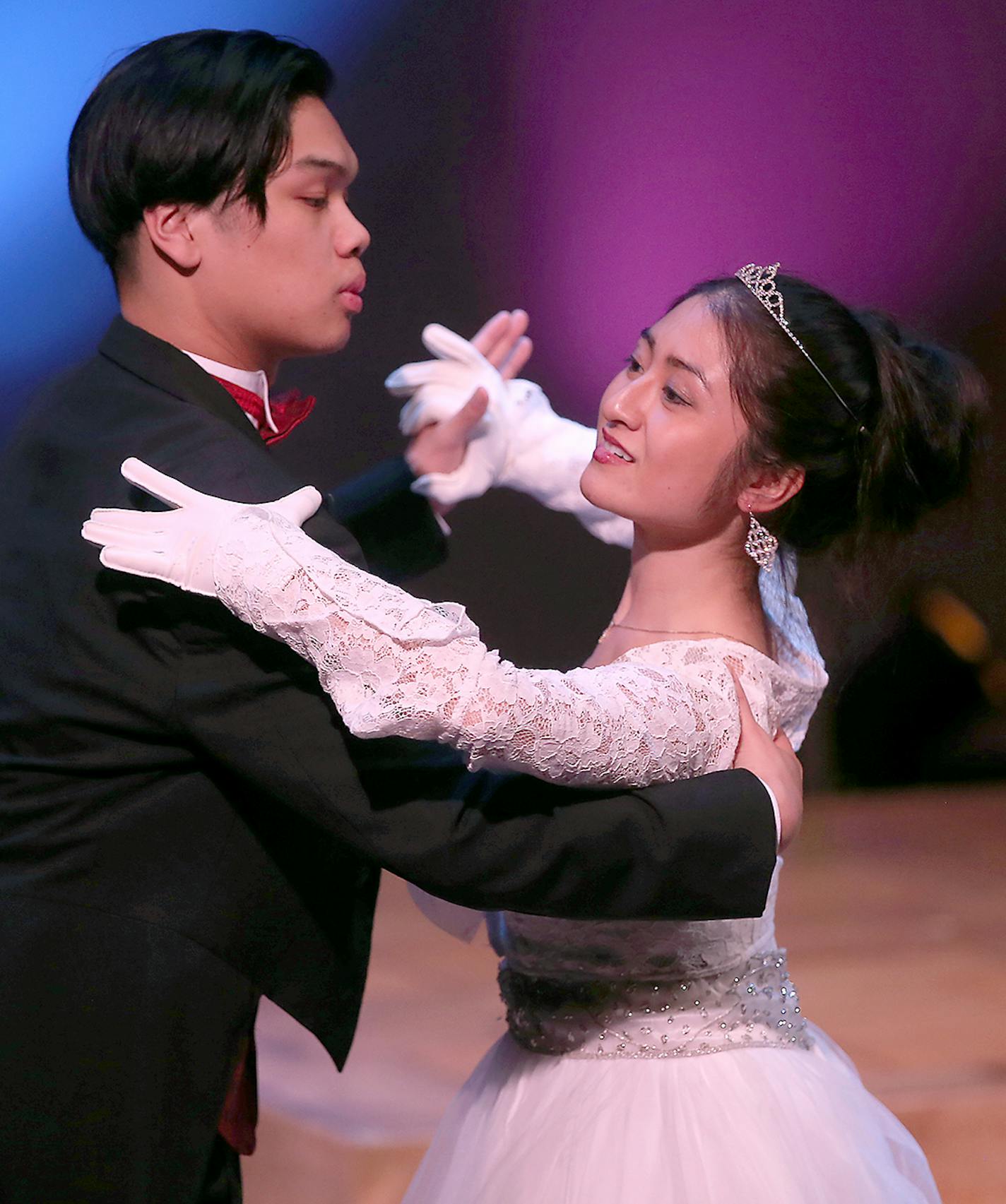 Actors Jeric Basilio as "Jun" and Stephanie Bertumen as "Ana" danced the waltz during rehearsal for "Debutante's Ball" at the History Theatre, Sunday, March 15, 2015 in St. Paul, MN. ] (ELIZABETH FLORES/STAR TRIBUNE) ELIZABETH FLORES &#x2022; eflores@startribune.com