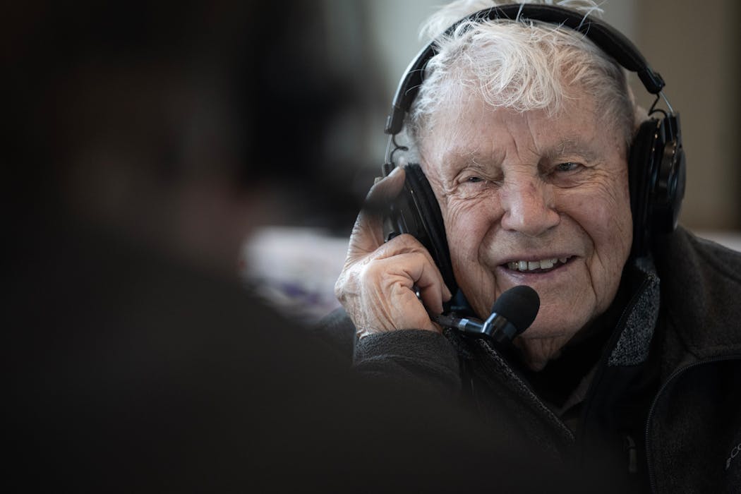 WWII vet Bill Homan, 97, participated in a radio interview after his move into the new veterans home in Montevideo on Monday. He was an airplane mechanic and remembers flying over Hiroshima after the bombing.