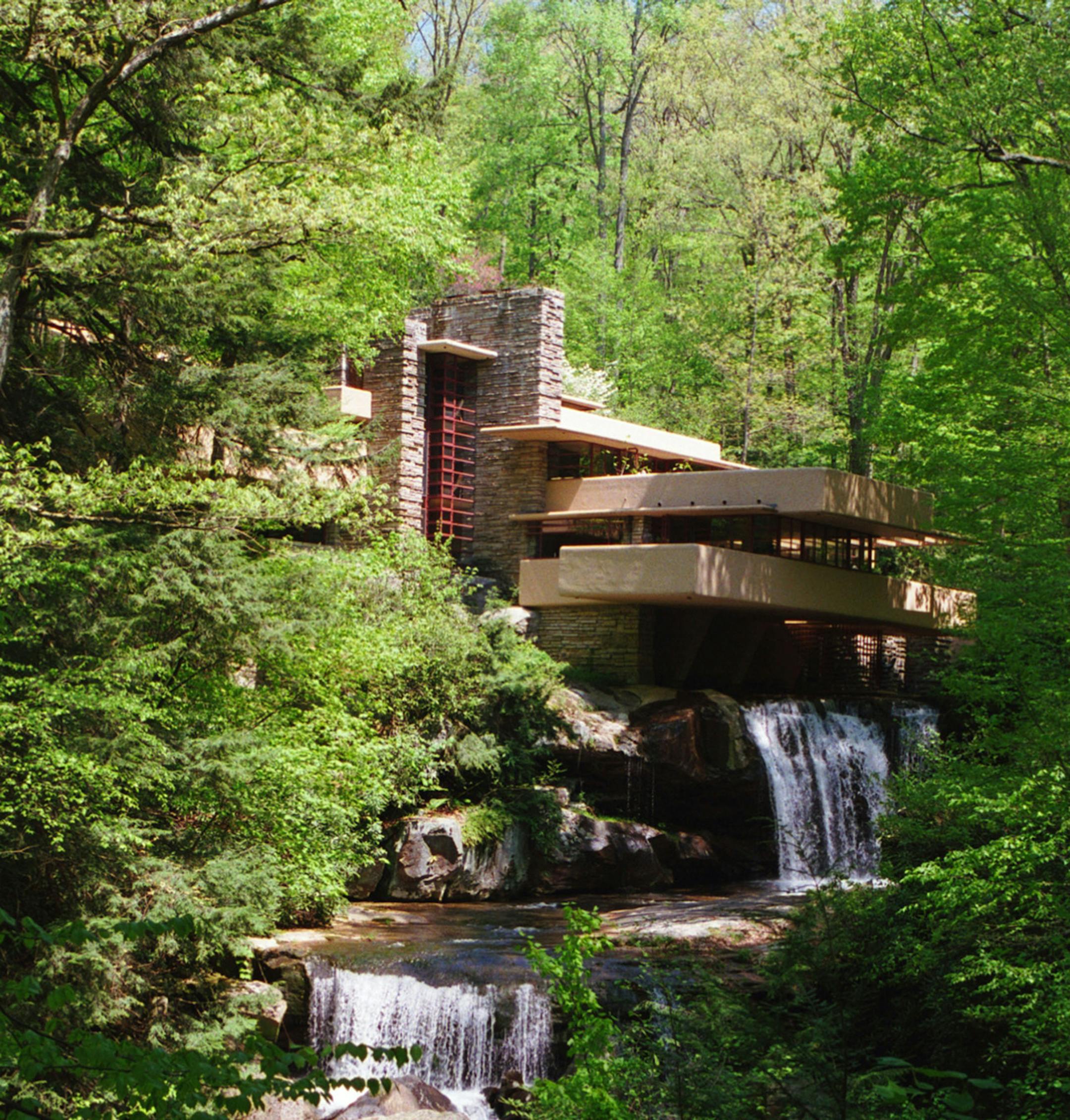 The iconic view of frank Lloyd WrightÌs Fallingwater can only be seen from an area outside and below the house. To reach it you must cross the stream and follow a trail down a hill. Illustrates FALLINGWATER (category t), by Katherine Salant (c) 2012, The Washington Post. Moved Friday, Nov. 30, 2012. (MUST CREDIT: Photo for The Washington Post by Katherine Salant)