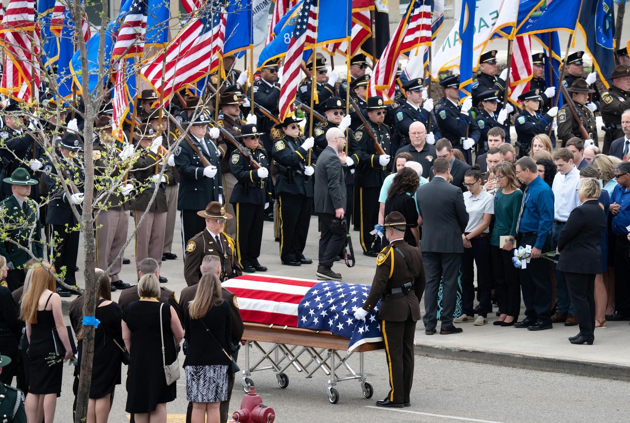 Over a thousand law enforcement officers from around the U.S. gathered for Funeral services for St. Croix County Sheriff's Deputy Kaitie Leising who was shot and killed on Saturday evening Friday, May 12, 2023  Hudson, Wis.