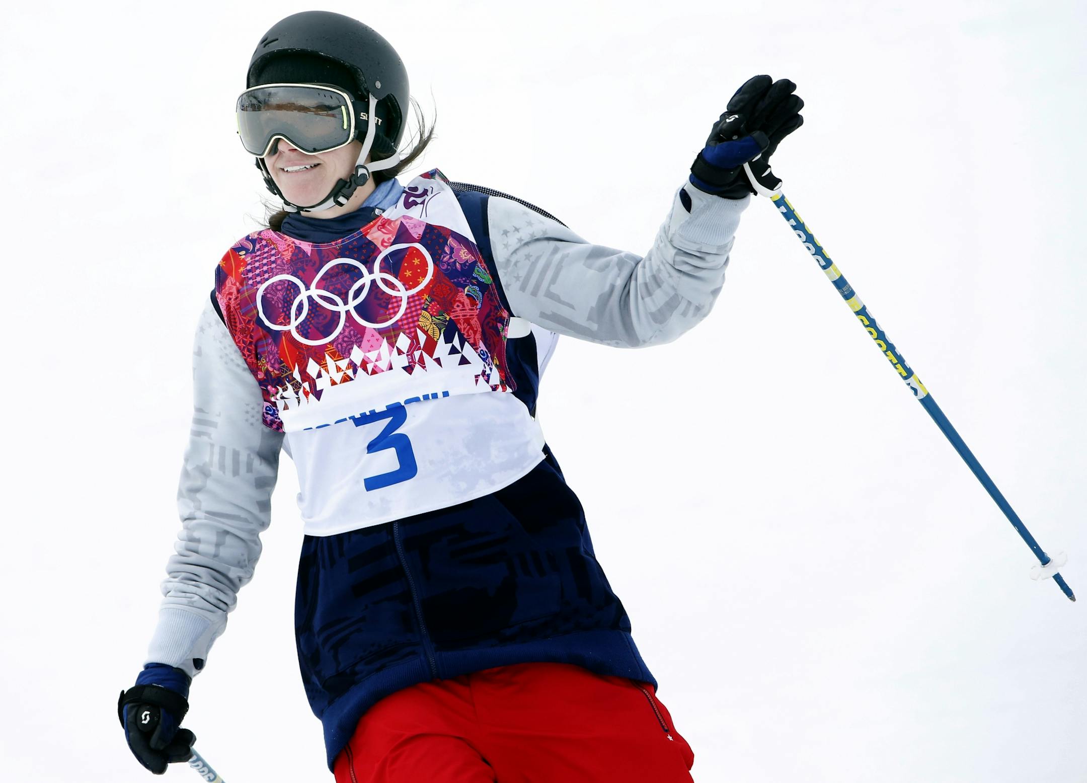 Keri Herman, after her second run of the women's ski slopestyle finals. Herman finished in 10th place.