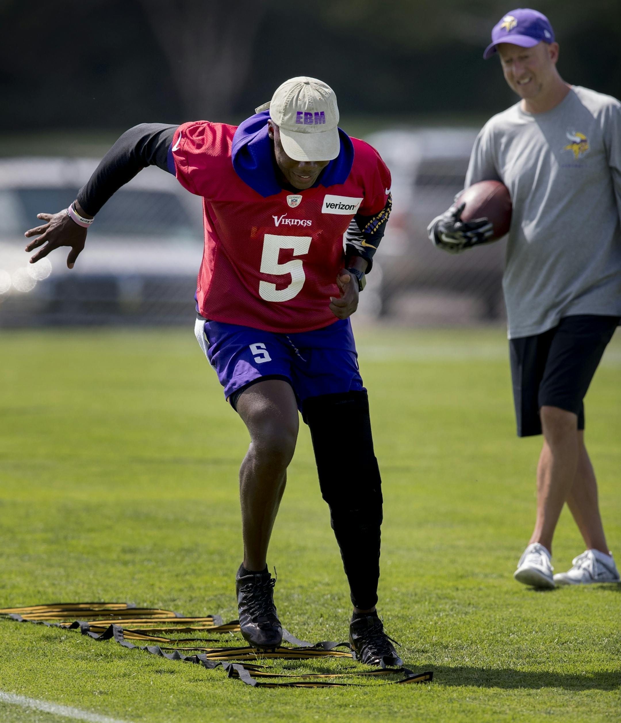 Minnesota Vikings quarterback Teddy Bridgewater worked out during the afternoon practice.