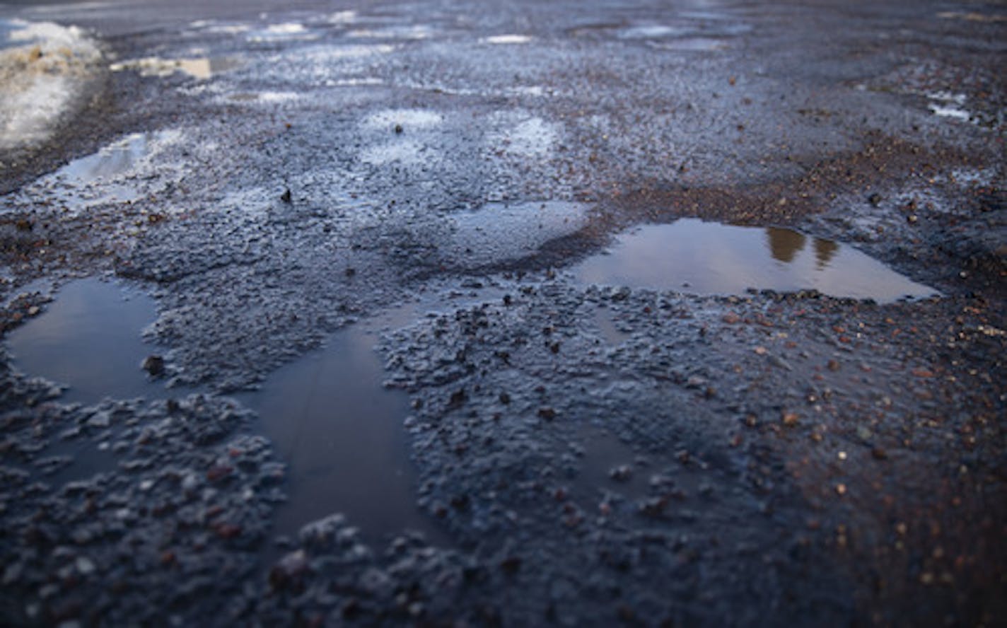 N. Basswood Ave. in Duluth, MN is slotted to be completely redone and paved in 2020. The road is currently covered in potholes and uneven pavement. ]
ALEX KORMANN &#x2022; alex.kormann@startribune.com The voter-approved half percent raise in taxes to repair roads around Duluth will finally be in effect for potholes to be filled starting in the New Year.