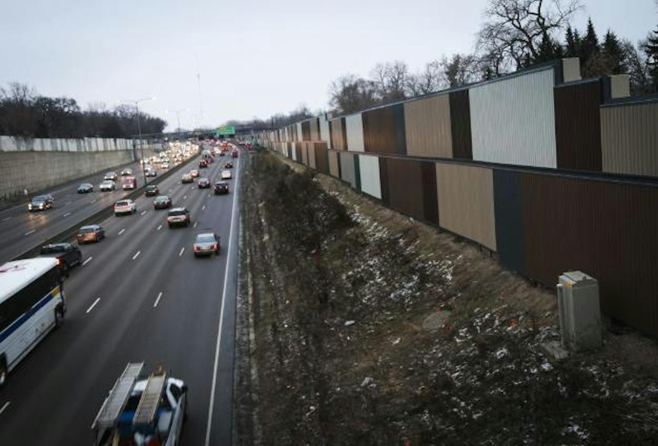 Noise-reduction wall on Interstate 94 near Hwy 280.