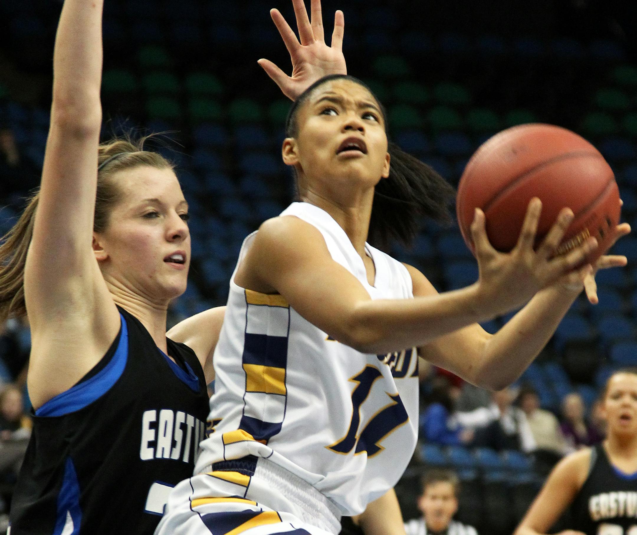 GIRLS BASKETBALL STATE SEMIFINALS Class 4A - Bloomington Kennedy vs. Eastview. Kennedy's Kiara Russell drove to the basket for a layup. (MARLIN LEVISON/STARTRIBUNE(mlevison@startribune.com (cq -PROGRAM)