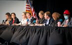 Council President Amy Brendmoen, center, spoke during a St. Paul City Council meeting at Como Lakeside Pavilion in October.