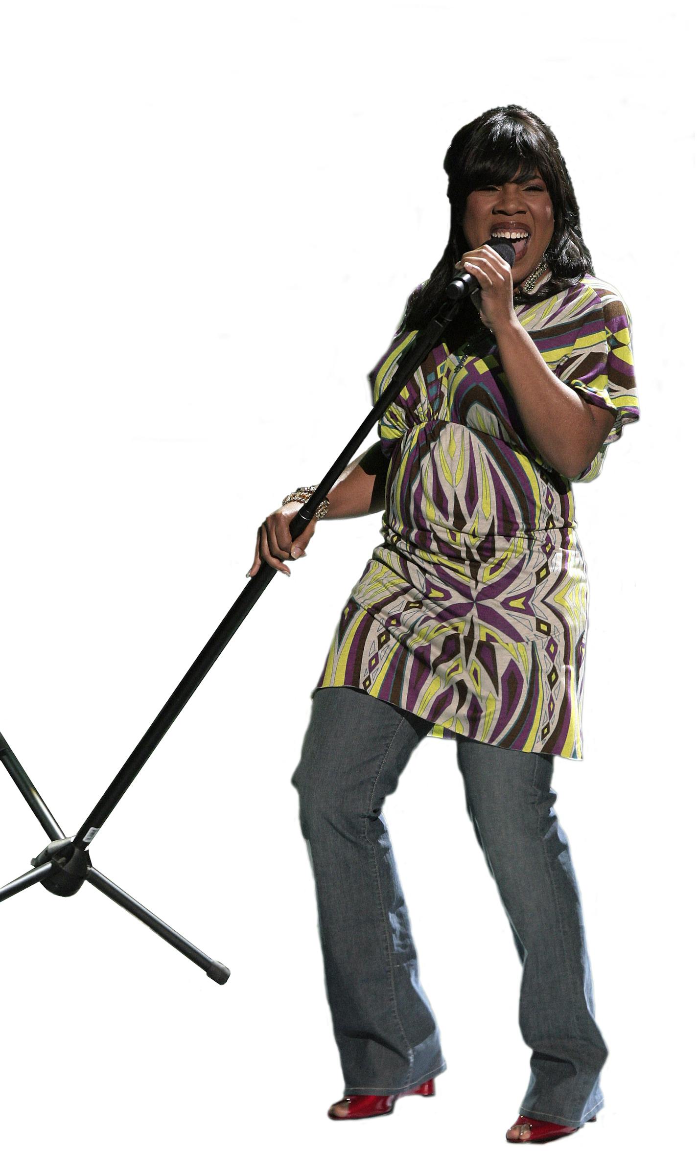 In this photo made available by Fox Television, Melinda Doolittle performs Tuesday, May 15, 2007 on the set of "American Idol" in Los Angeles. Most observers thought she was a lock to go on to the "American Idol" finale, but Doolittle was eliminated Wednesday night, May 16, 2007.