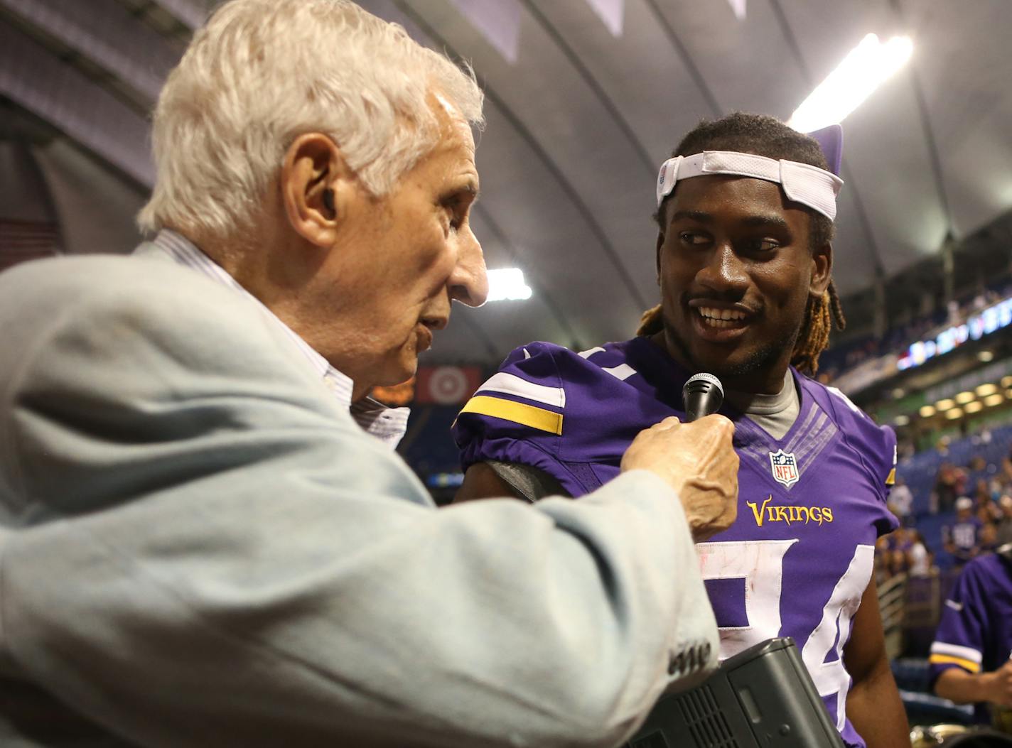 Vikings wide receiver Cordarrelle Patterson spoke with Star Tribune sports columnist Sid Hartman after the first preseason game of the year. ] MCKENNA EWEN &#xa5; mckenna.ewen@startribune.com - August 9, 2013 Minneapolis, Minn, Mall of America Field, Minnesota Vikings vs. Houston Texans