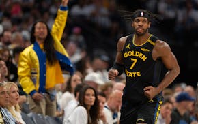 Buddy Hield of the Warriors had a game-high 24 points Tuesday night against the Timberwolves at Target Center, covering nicely for Steph Curry's absen