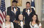 Front row from left, 2017 Kennedy Center Honorees Carmen de Lavallade, Norman Lear, and Gloria Estefan, back row from left, LL Cool J, and Lionel Rich