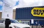 Best Buy employees met customers in the parking lot, bringing purchases to their cars for curbside pickup at the Apple Valley store. Best Buy now has 